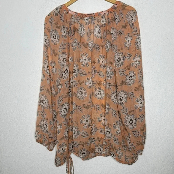 Lucky Brand Riviera Silk Floral Peasant blouse plus size 3X - Picture 3 of 4